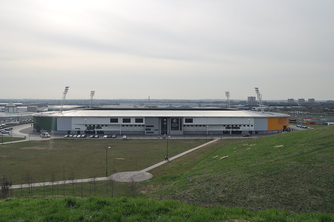 The exterior of Doncaster Rovers’ stadium.